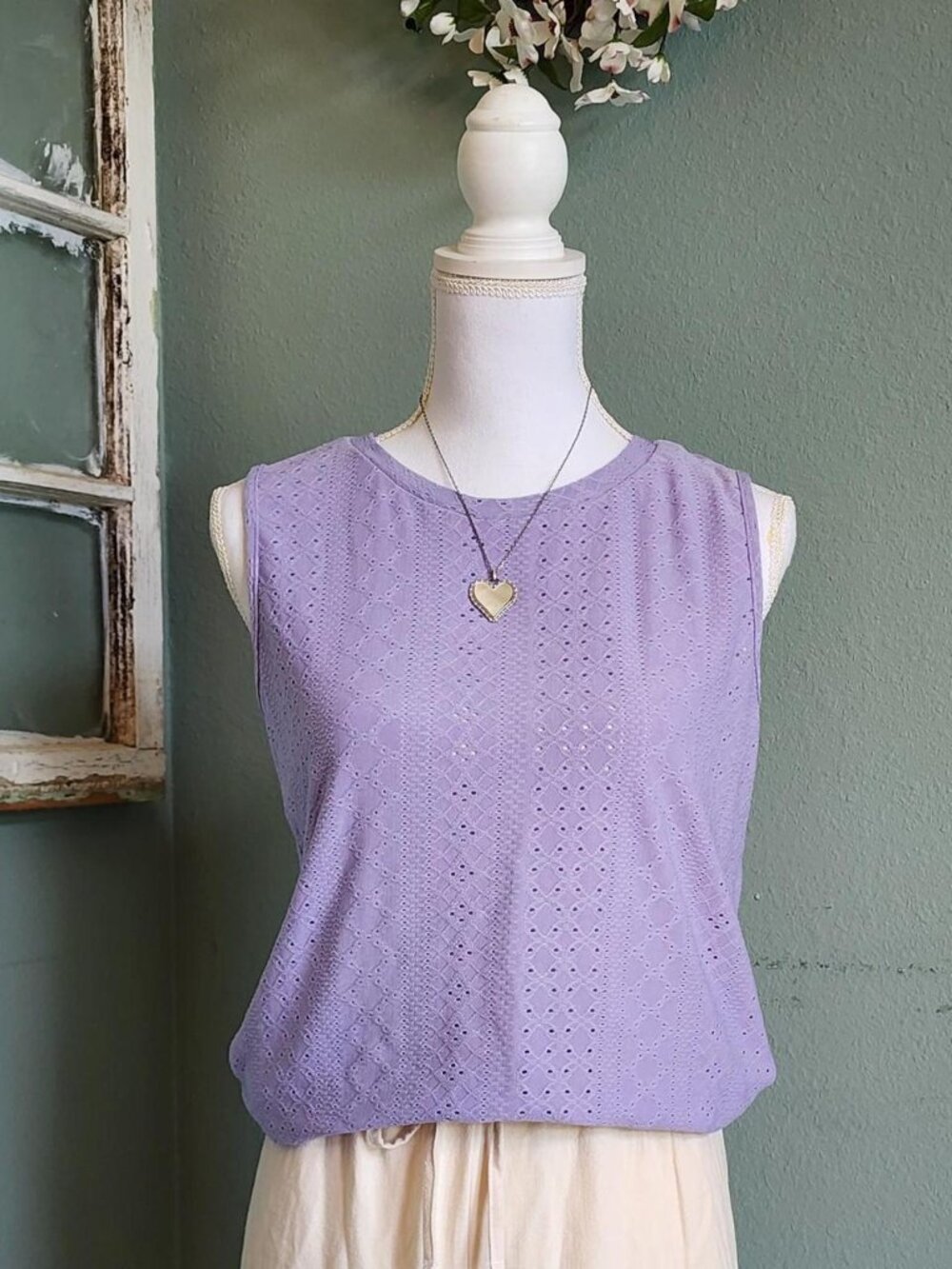 Women's Purple Sleeveless Shirt Lavender Light Purple Size M